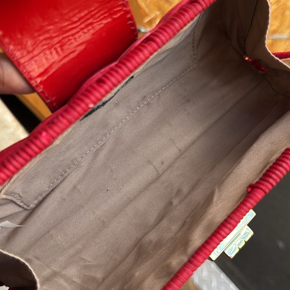 J.Crew Red Straw Clutch W/ Gold Hardware - Picture 10 of 13